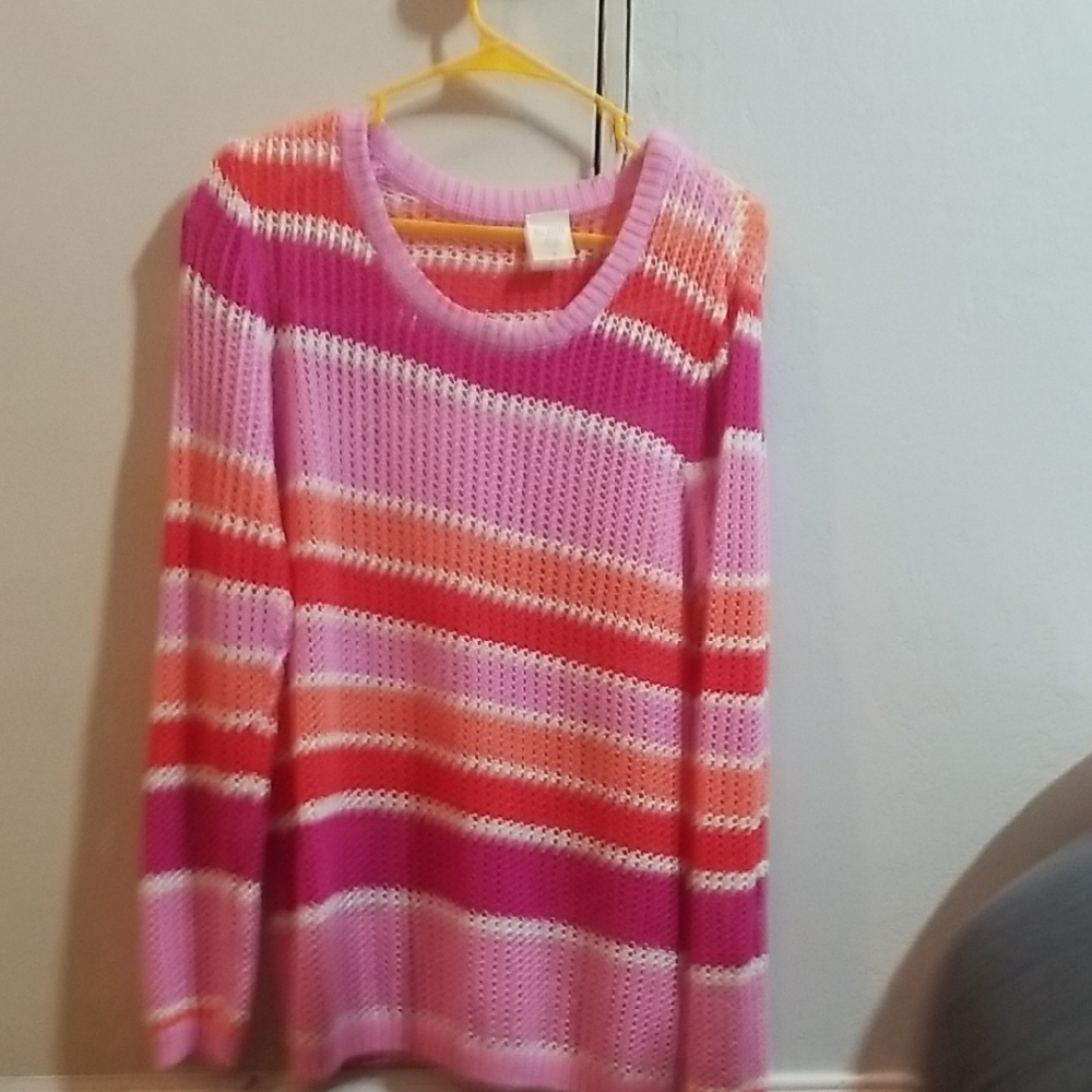 Striped Pink and Orange Women's Sweater